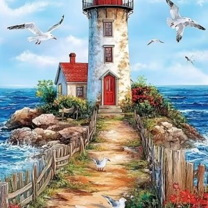 Пътека към фара - 5D Диамантен гоблен 50x40 см HQ338
